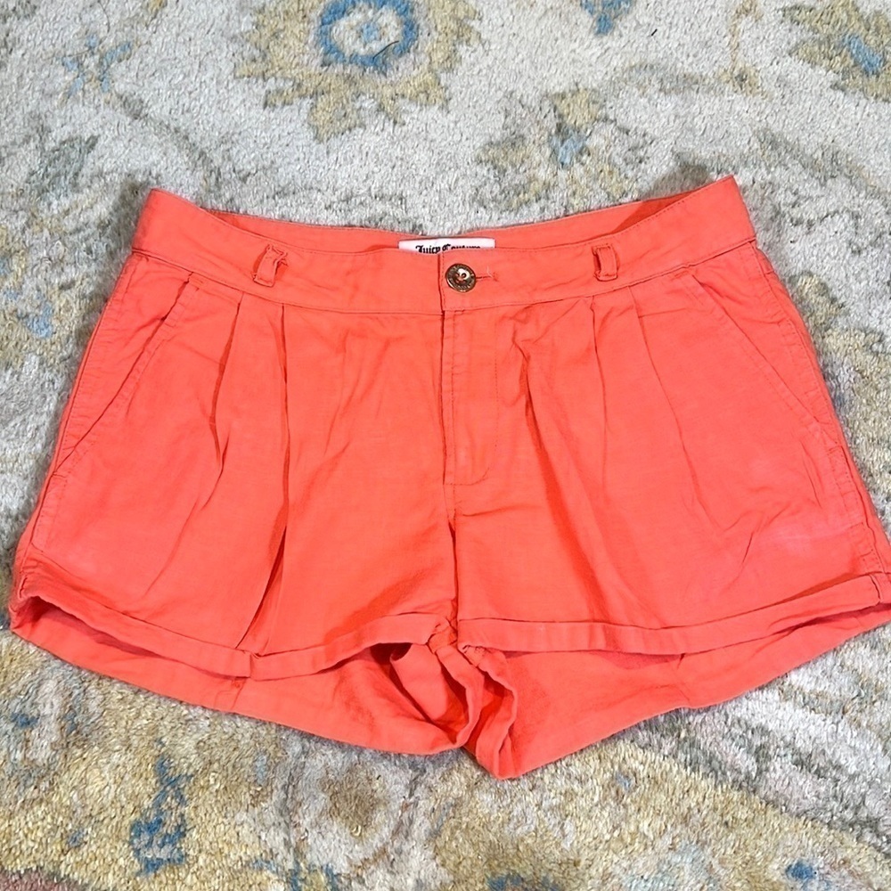 Juicy Couture,Yacht-Wear Coral Shorts,Cuffed w/Pockets, Beautiful w/Bright White - Picture 3 of 8